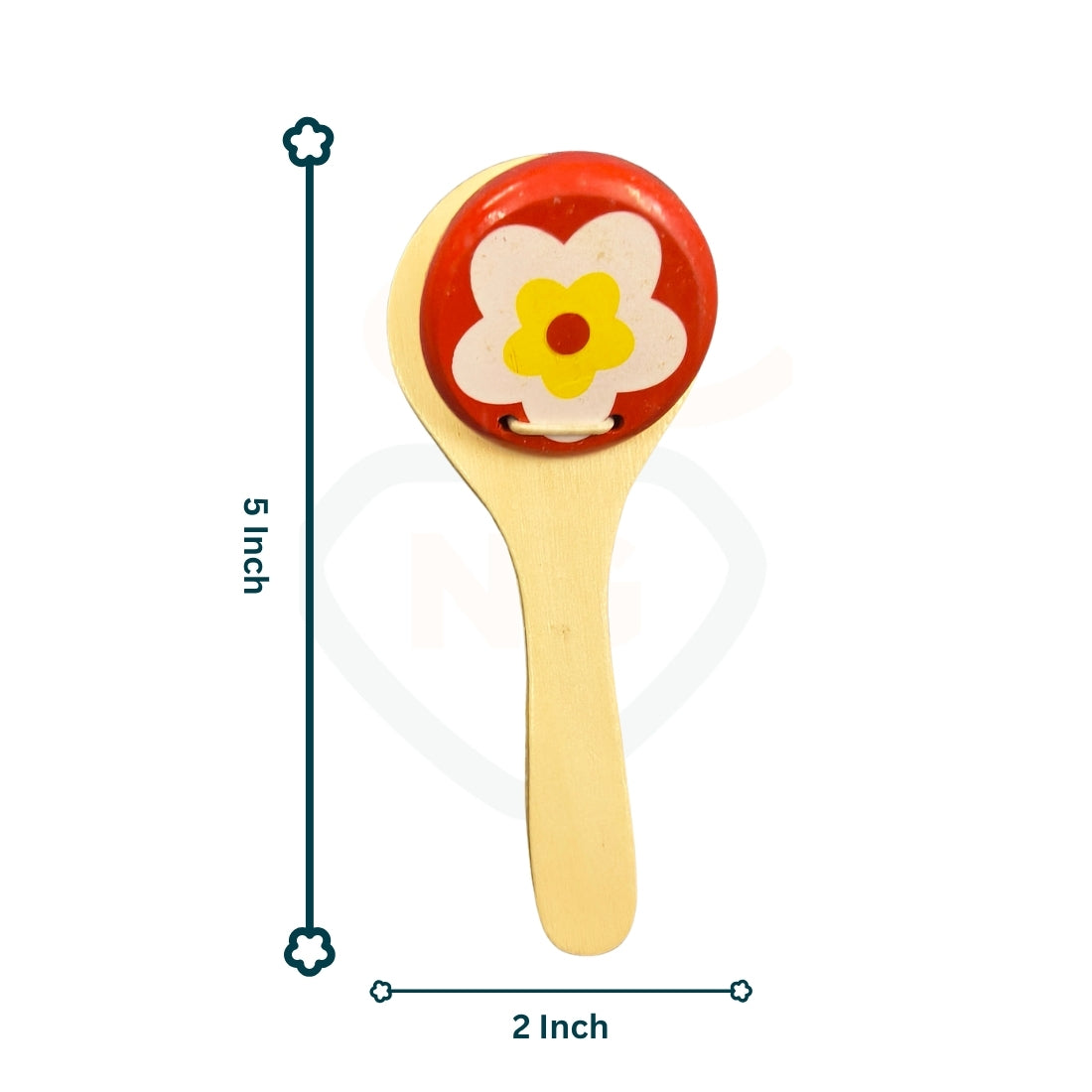 Wooden Baby Rattle Toy (Flower Design) | Handmade Natural Wooden Teether | Safe Non-Toxic Infant Toy | Nivaaro