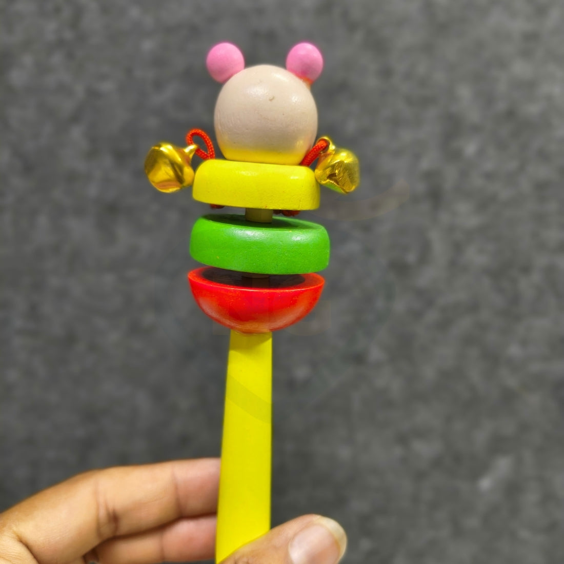 Wooden Colorful Buddy Rattle Toy for Babies | Cute Bell Sound Handheld Toy