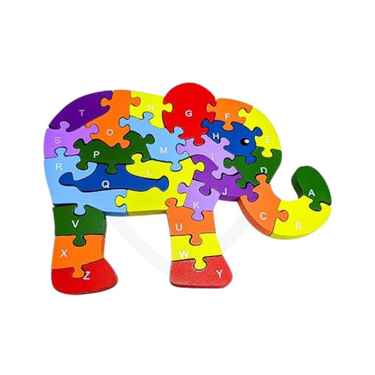 Wooden Jigsaw Puzzle Elephant Shape for Kids | Alphabet Learning Wooden Puzzle | Educational Toy | Nivaaro