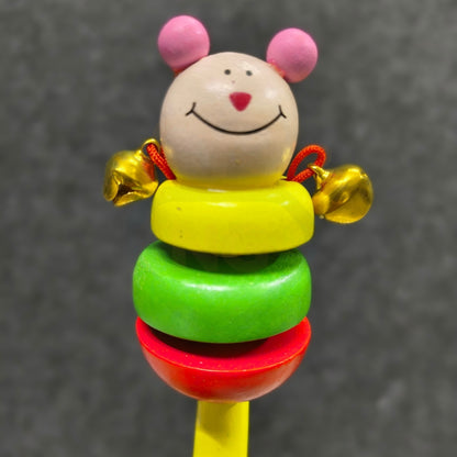 Wooden Colorful Buddy Rattle Toy for Babies | Cute Bell Sound Handheld Toy
