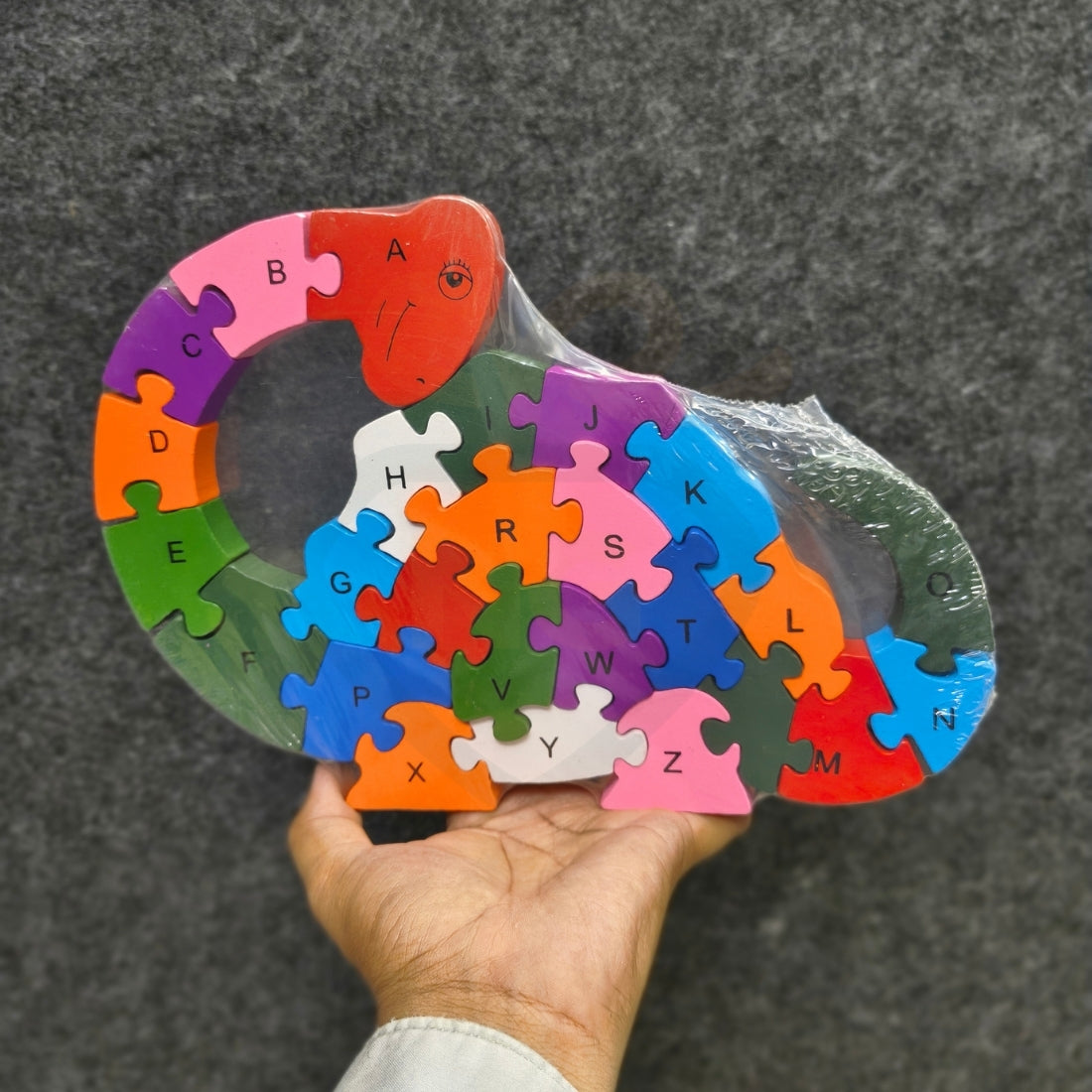 Wooden Jigsaw Puzzle Dinosaur Shape | ABC & Number Learning Puzzle for Kids | Educational Wooden Toy | Nivaaro