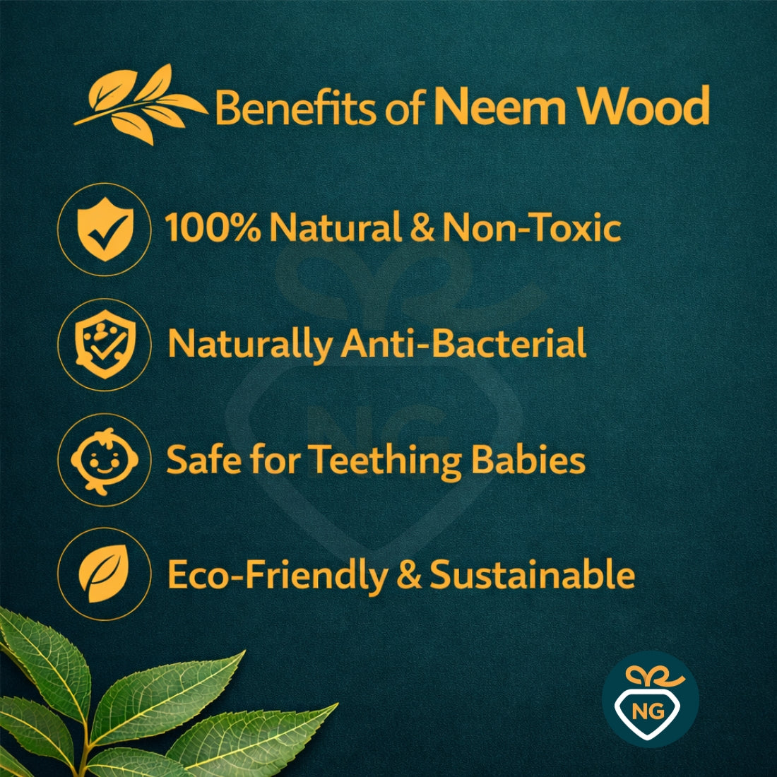 Neem Wood Teether Combo Set for Babies | Natural Wooden Teething Toys & Rattles (Pack of 3)
