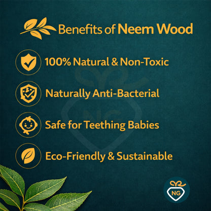 Neem Wood Teether Combo Set for Babies | Natural Wooden Teething Toys & Rattles (Pack of 3)