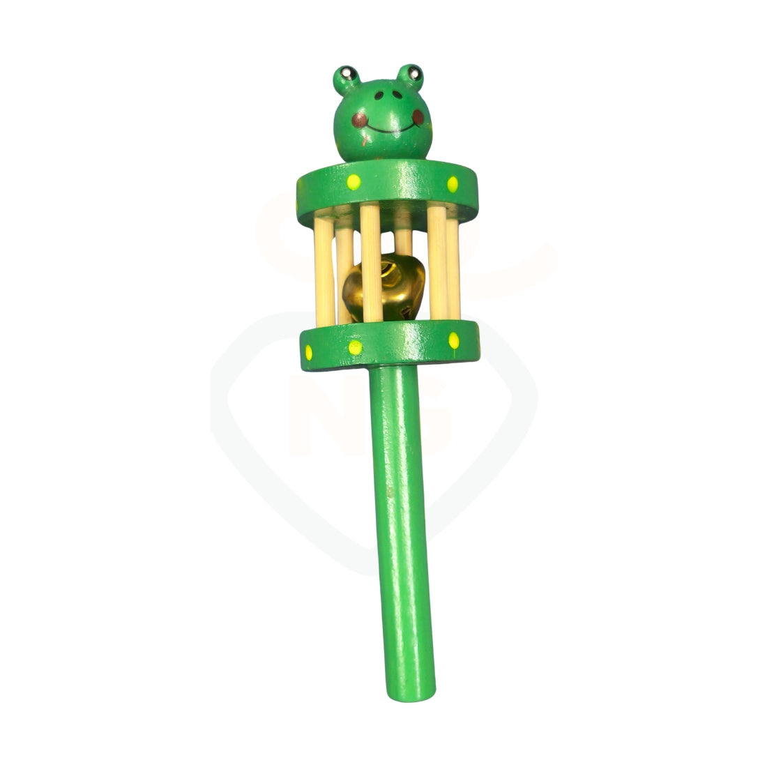 Cute frog wooden baby rattle toy for infants