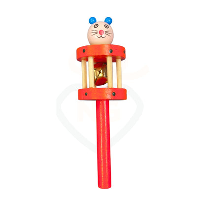 Cute mouse wooden baby rattle toy for infants