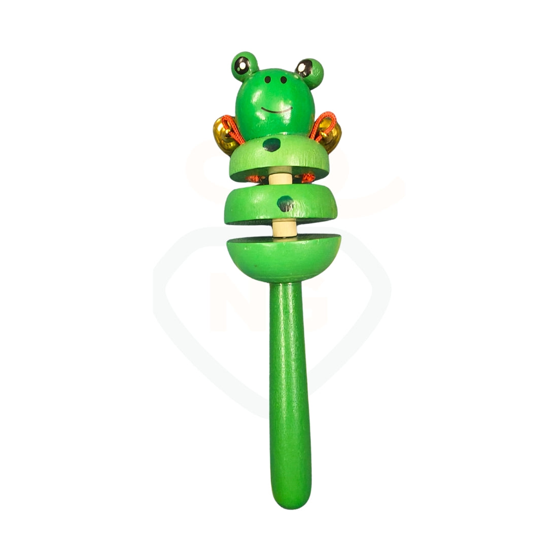 Frog wooden baby rattle toy for infants
