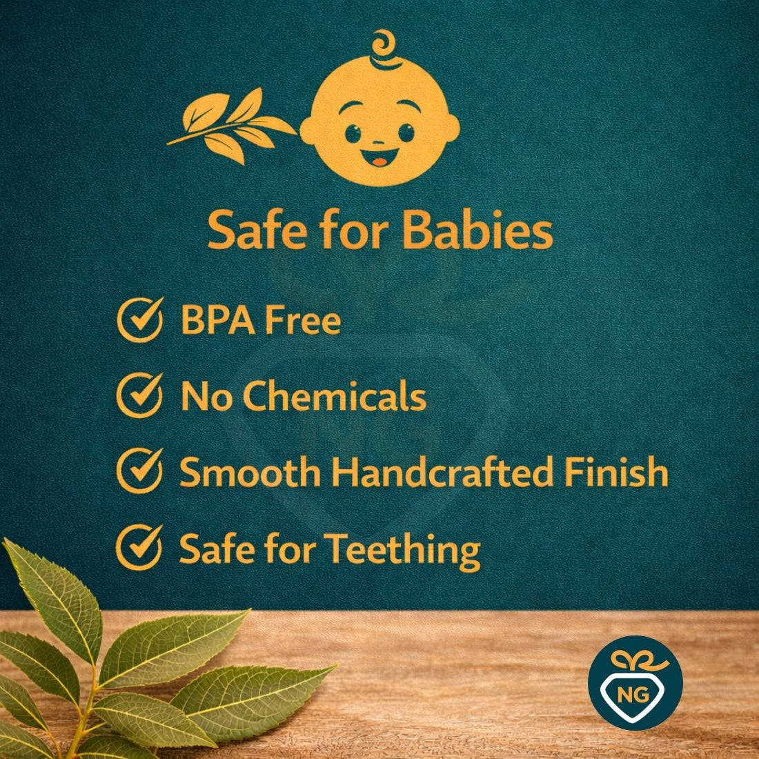 Neem Wood Teether Combo Set for Babies | Natural Wooden Teething Toys & Rattles (Pack of 3)