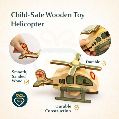 Kids Toy Helicopter Wooden | Handcrafted Helicopter Toy for Kids | Safe & Eco-Friendly Gift