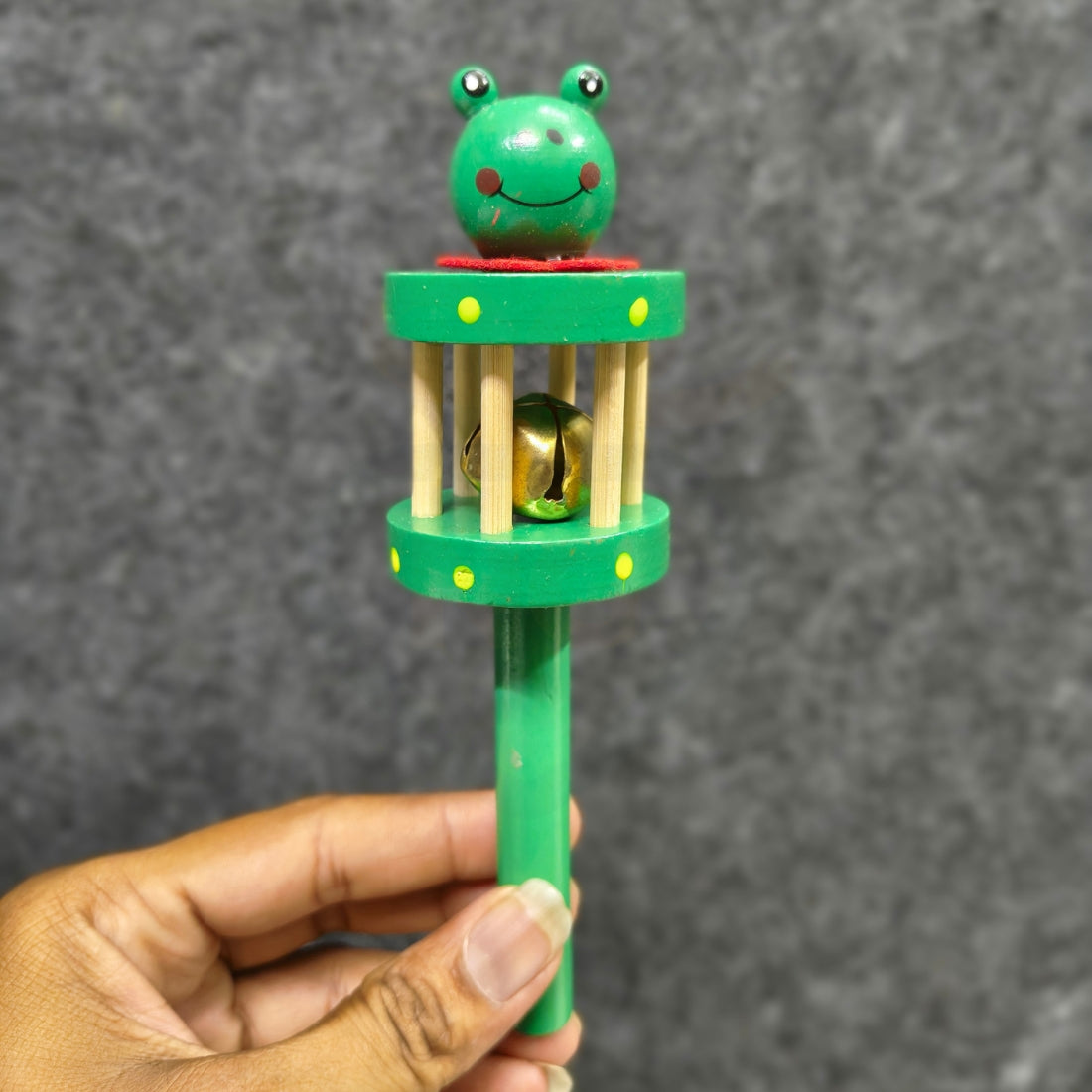 Montessori frog wooden rattle for babies