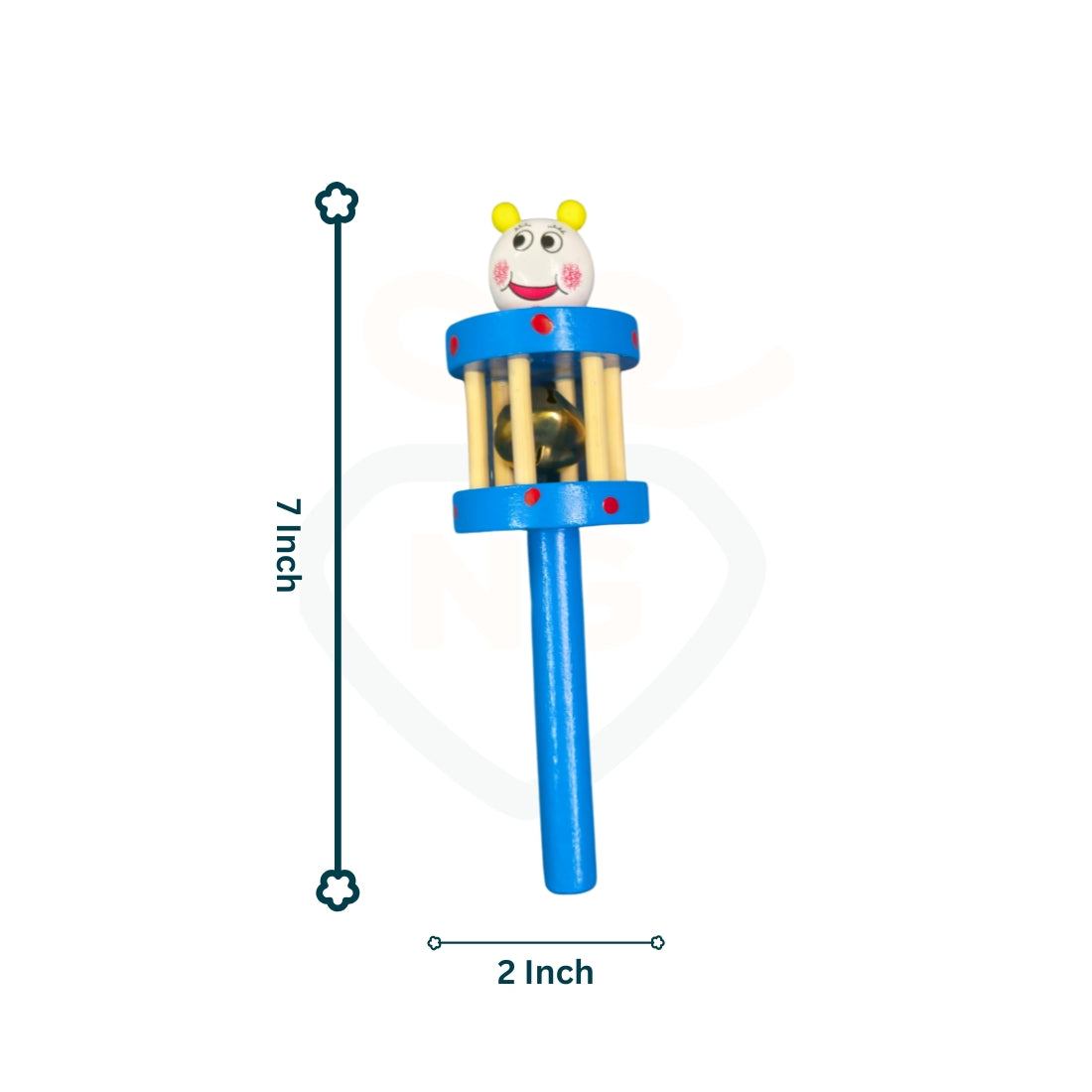 Colorful wooden baby shaker toy with bell