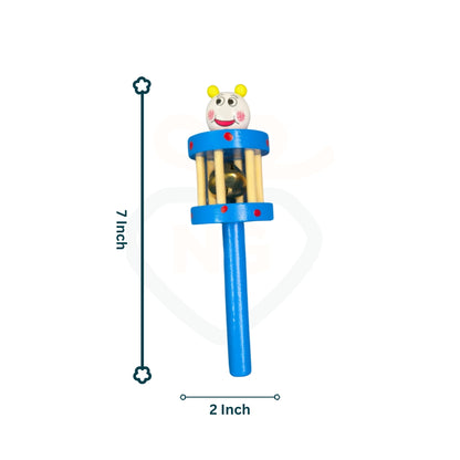 Colorful wooden baby shaker toy with bell