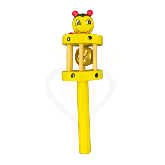 Cute bee wooden baby rattle toy for infants