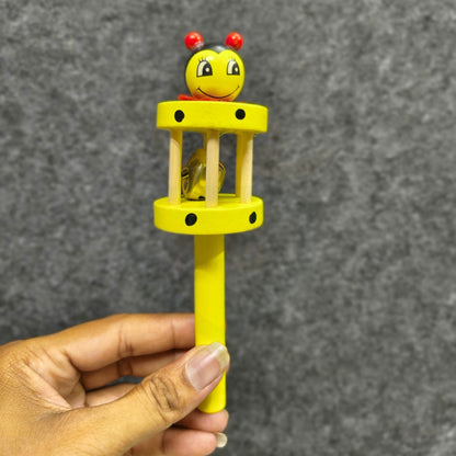 Eco-friendly wooden bee baby shaker toy
