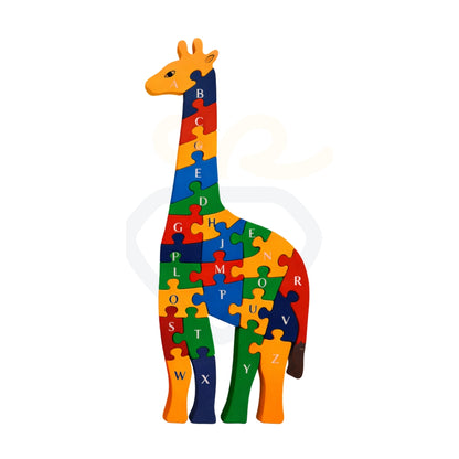 Wooden Giraffe Puzzle for Kids | Alphabet & Number Learning Toy | Montessori Educational Puzzle
