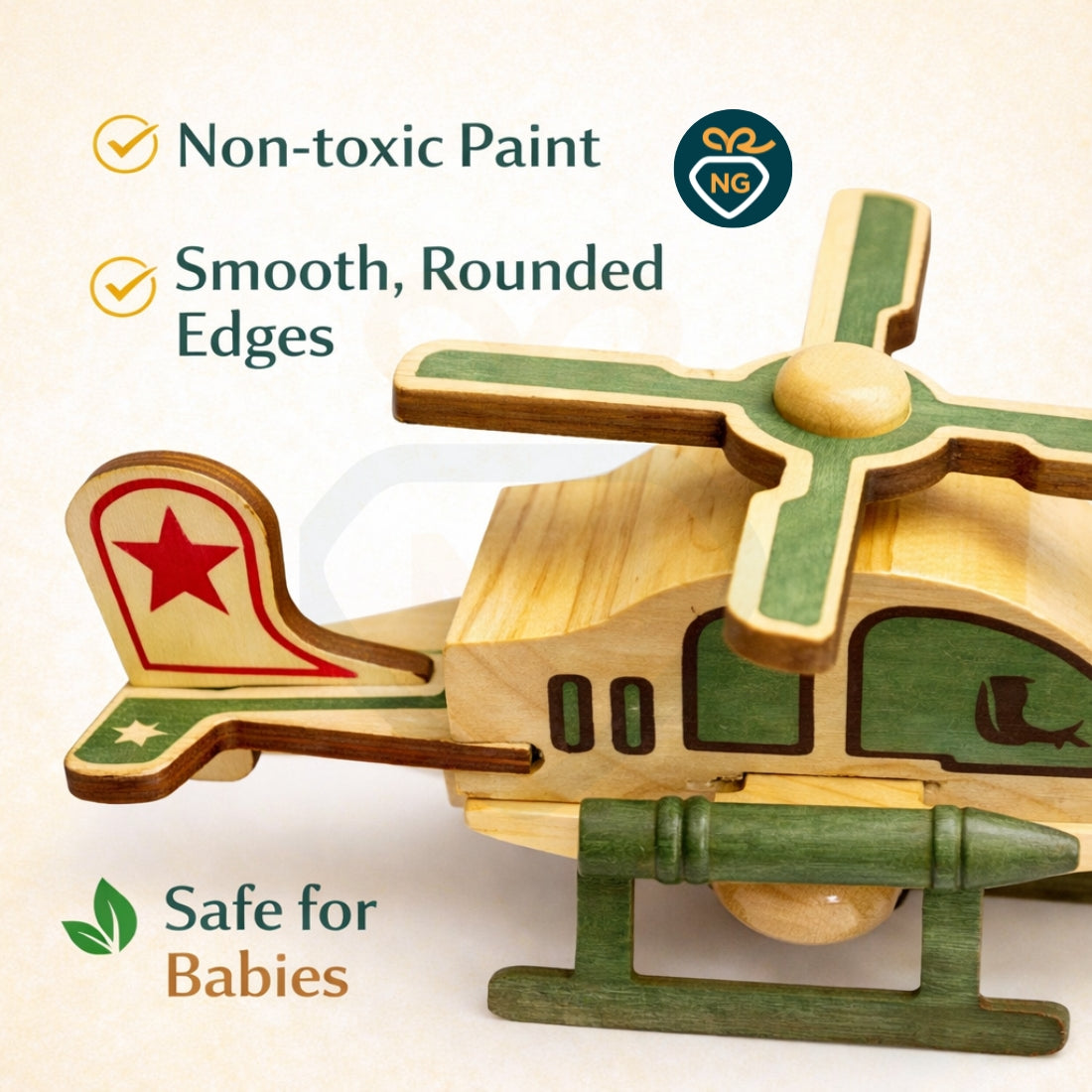 Kids Toy Helicopter Wooden | Handcrafted Helicopter Toy for Kids | Safe & Eco-Friendly Gift