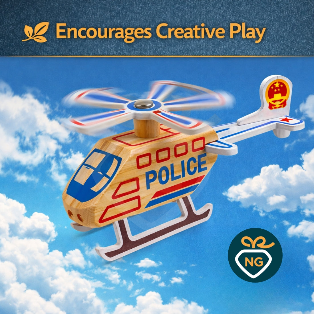 Wooden Toy Helicopter for Kids | Montessori Learning Helicopter Toy