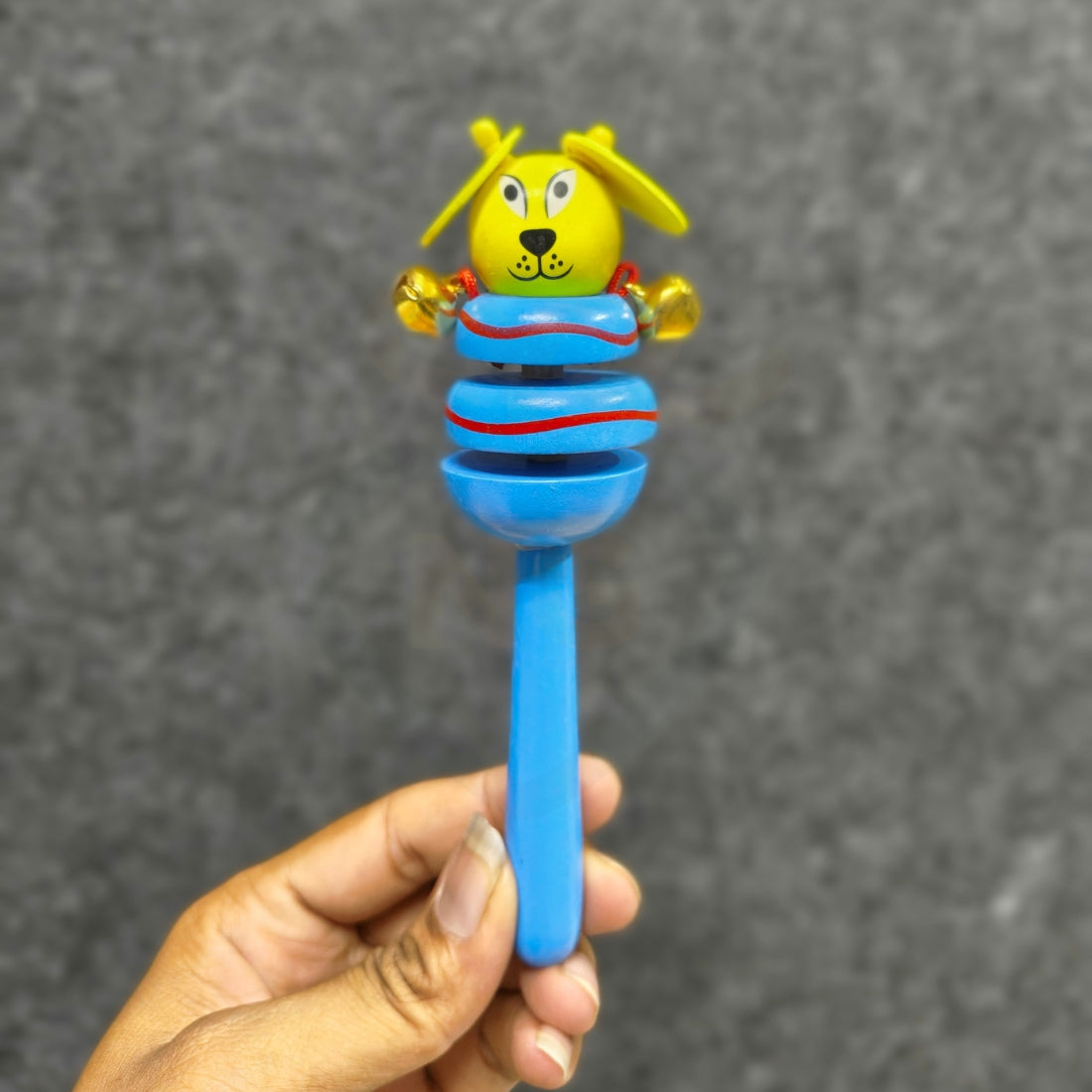 Cute dog wooden baby shaker toy