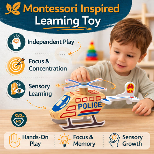 Wooden Toy Helicopter for Kids | Montessori Learning Helicopter Toy