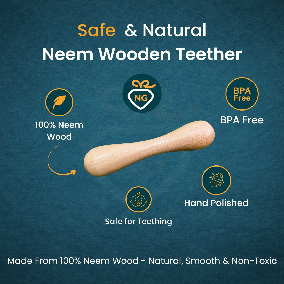 Neem Wood Teether for Kids Single Stick 100% Natural, BPA Free & Safe