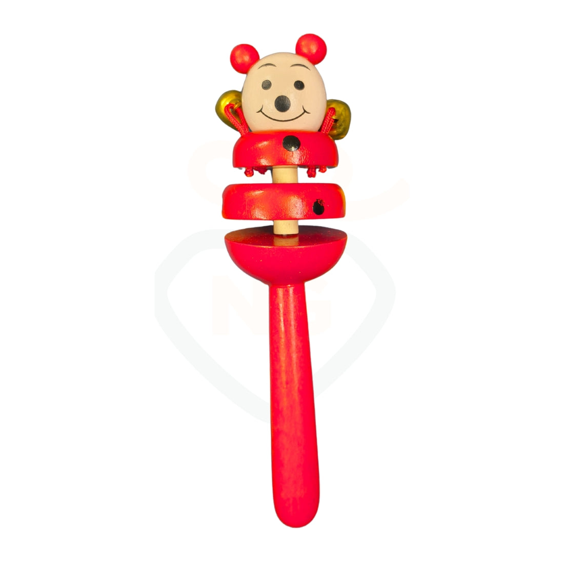 Red wooden baby rattle toy for infants