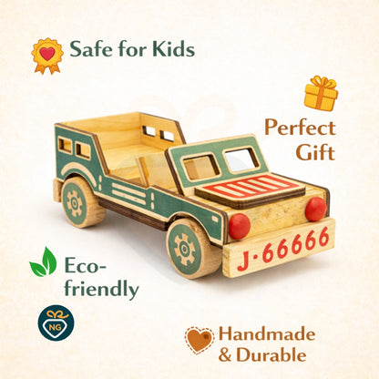 Wooden Toy Car for Kids | Handcrafted Jeep Style Car Toy | Durable & Safe Wooden Vehicle