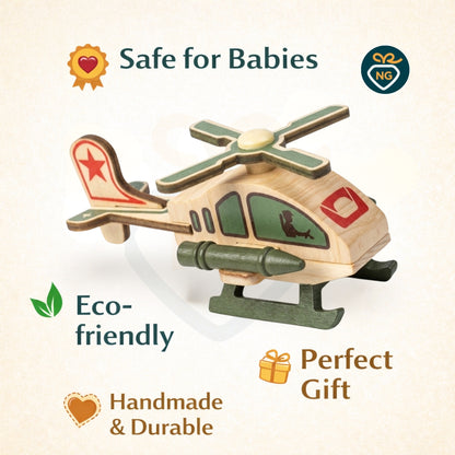 Kids Toy Helicopter Wooden | Handcrafted Helicopter Toy for Kids | Safe & Eco-Friendly Gift
