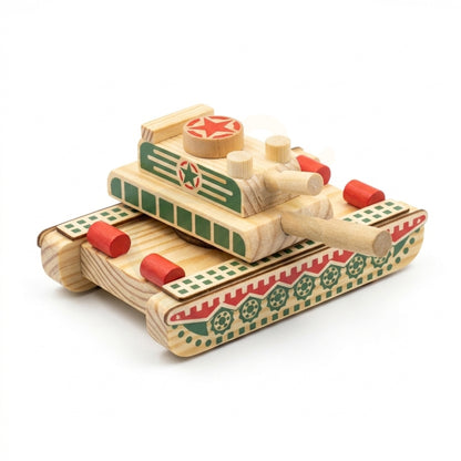 Wooden Missile Tank Toy for Kids | Handcrafted Military Vehicle Toy | Durable & Creative Play Toy
