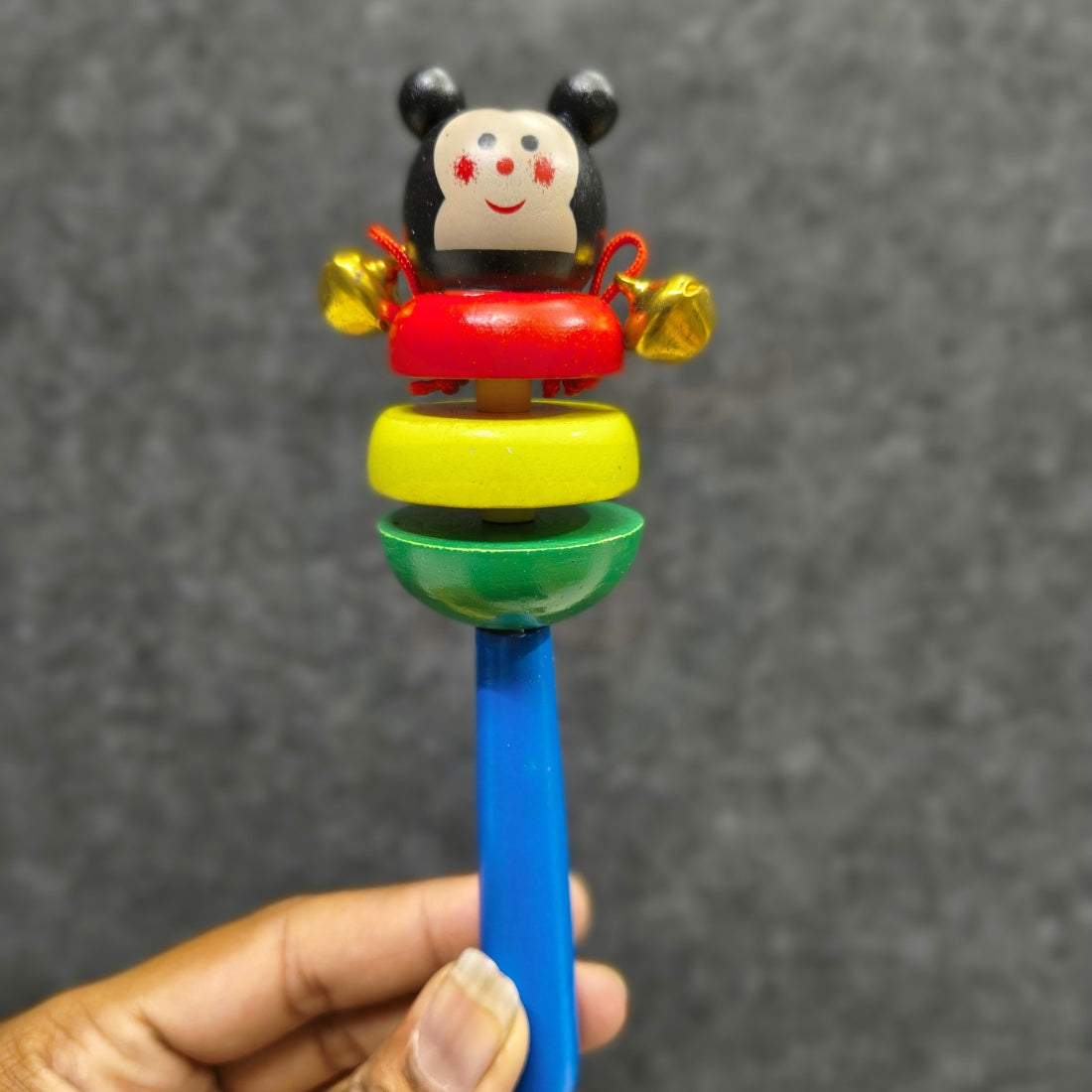 Cute colorful infant wooden rattle toy