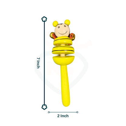 Cute yellow bee wooden rattle for newborns