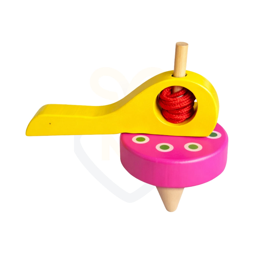 Wooden Spinning Top Toy for Kids | Handcrafted Pull String Spinner | Montessori Learning Toy
