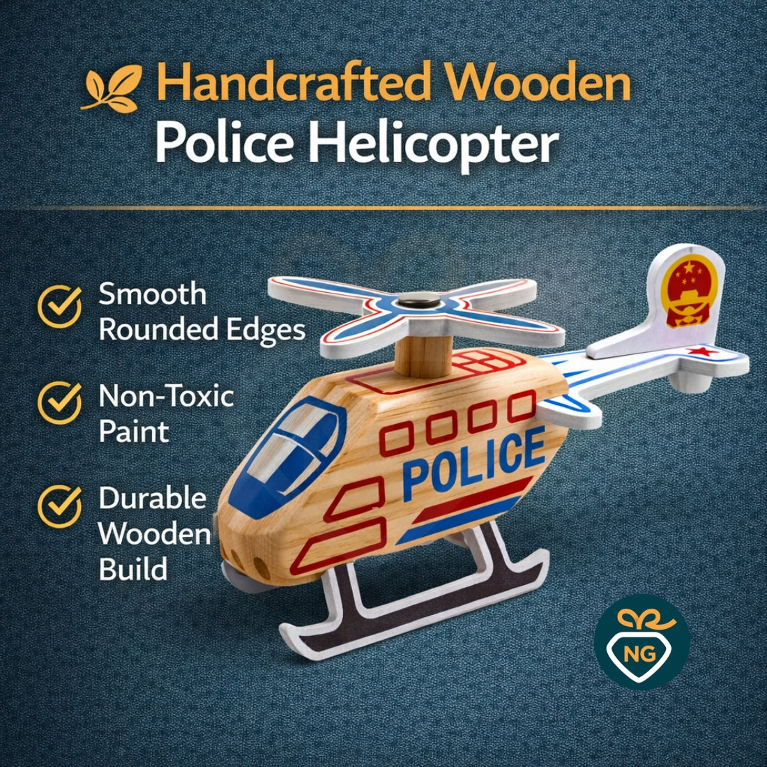 Wooden Toy Helicopter for Kids | Montessori Learning Helicopter Toy
